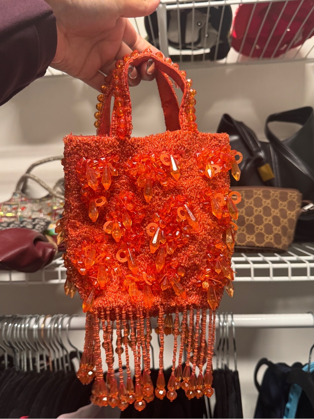 Orange Beaded Bag